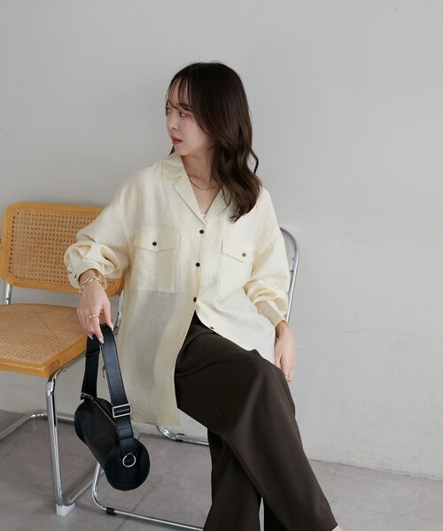 シアー黒釦開襟シャツ（シャツ/ブラウス）｜DISCOAT（ディスコート）の