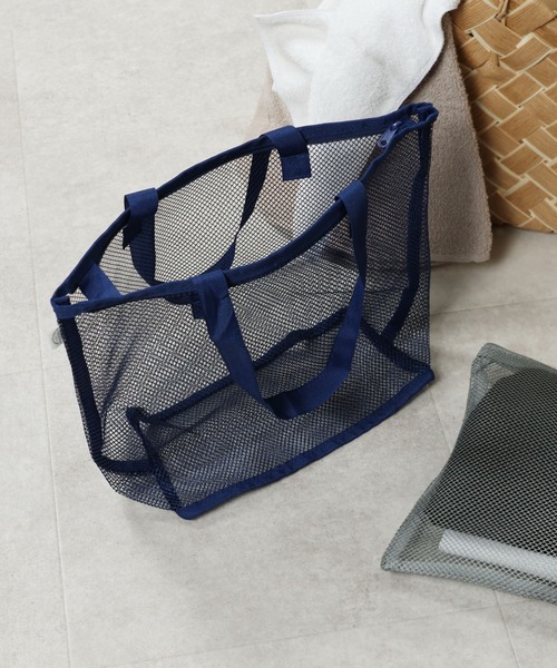 studio CLIP（スタディオクリップ）の「《HOUSEHOLD GOODS》ランドリーメッシュトート（トートバッグ・レディース・ネイビー/グレー・FREE）」の2枚目の写真