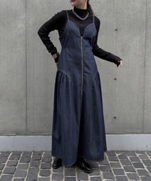 【&g'aime】デニムフレアワンピース Denim Flare Dress