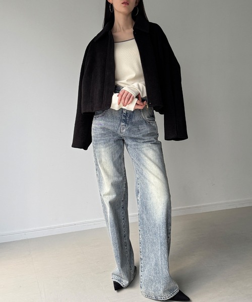 JUNOAH(ジュノア)の「ステンカラーショートコート(ステンカラーコート・レディース・ダークグレー/ブラック/アイボリー・SMALL/MEDIUM/LARGE)」の10枚目の写真