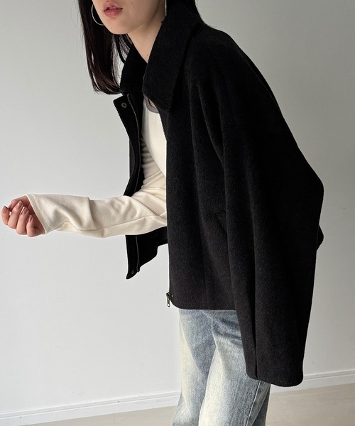 JUNOAH(ジュノア)の「ステンカラーショートコート(ステンカラーコート・レディース・ダークグレー/ブラック/アイボリー・SMALL/MEDIUM/LARGE)」の12枚目の写真