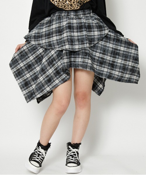 GORGE（ゴージ）の「《イレヘムフレア×ダメージ風チェック》レディース ミニスカート 個性派 春夏秋冬（スカート・レディース・グレー/ブラウン・F）」の4枚目の写真