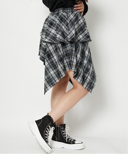 GORGE（ゴージ）の「《イレヘムフレア×ダメージ風チェック》レディース ミニスカート 個性派 春夏秋冬（スカート・レディース・グレー/ブラウン・F）」の5枚目の写真