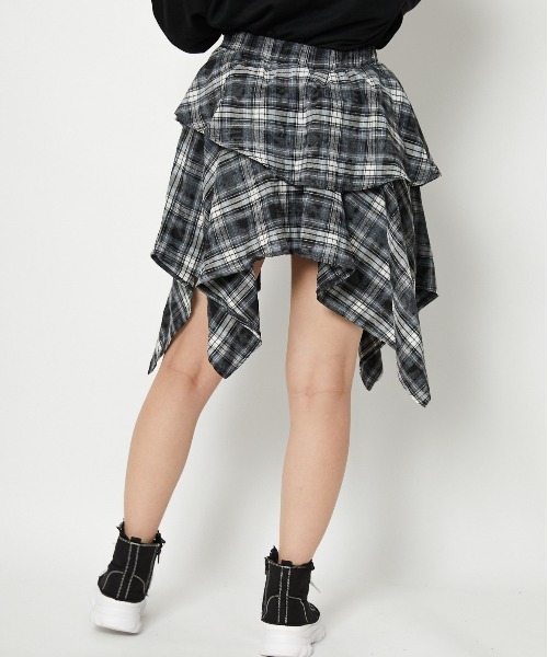 GORGE（ゴージ）の「《イレヘムフレア×ダメージ風チェック》レディース ミニスカート 個性派 春夏秋冬（スカート・レディース・グレー/ブラウン・F）」の6枚目の写真