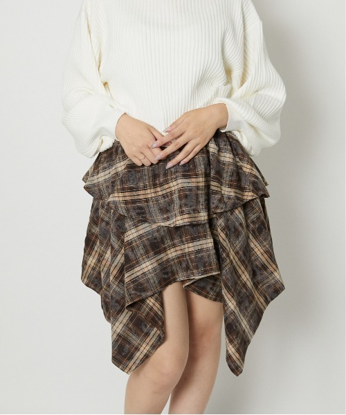 GORGE（ゴージ）の「《イレヘムフレア×ダメージ風チェック》レディース ミニスカート 個性派 春夏秋冬（スカート・レディース・グレー/ブラウン・F）」の7枚目の写真