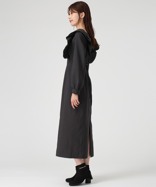 セール】2025秋冬新作 ショルダーフリルIラインワンピース（ジャンパー