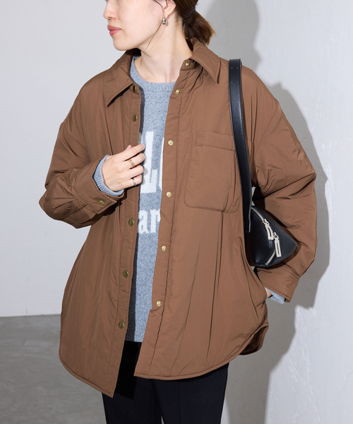 SLOBE IENA(スローブイエナ)の「《吸湿発熱》TOPTHERMOシャツブルゾン(その他アウター・レディース・ブラウン/カーキ・FREE)」の5枚目の写真