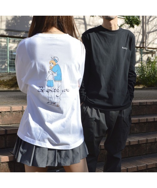DOUBLE STEAL(ダブルスティール)の「カップルイラストロンT(Be with you)(Tシャツ/カットソー・メンズ・ホワイト/ブラック/アッシュグレー・LARGE/MEDIUM)」の4枚目の写真