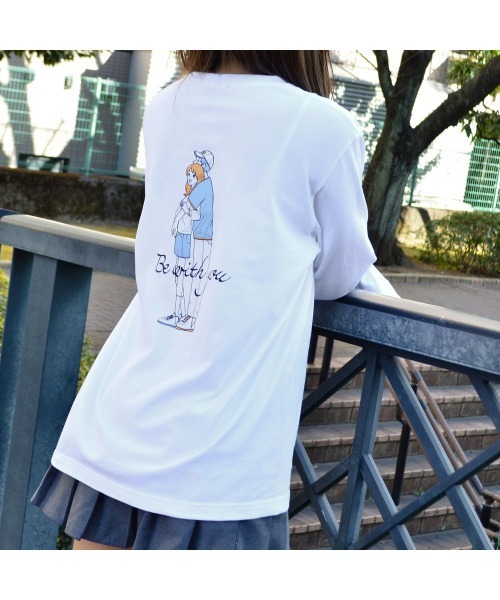 DOUBLE STEAL(ダブルスティール)の「カップルイラストロンT(Be with you)(Tシャツ/カットソー・メンズ・ホワイト/ブラック/アッシュグレー・LARGE/MEDIUM)」の5枚目の写真