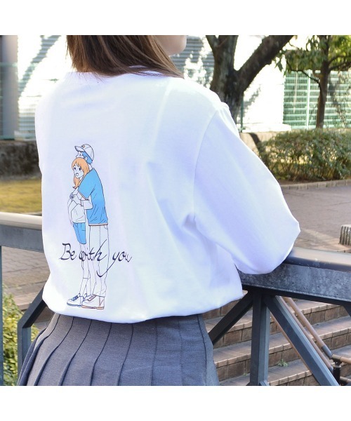 DOUBLE STEAL(ダブルスティール)の「カップルイラストロンT(Be with you)(Tシャツ/カットソー・メンズ・ホワイト/ブラック/アッシュグレー・LARGE/MEDIUM)」の6枚目の写真