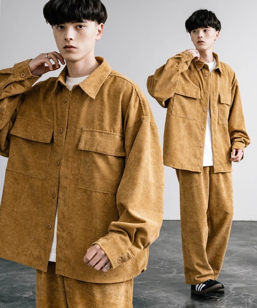 セール】【セットアップ】オーバーサイズコーデュロイ CPOシャツ