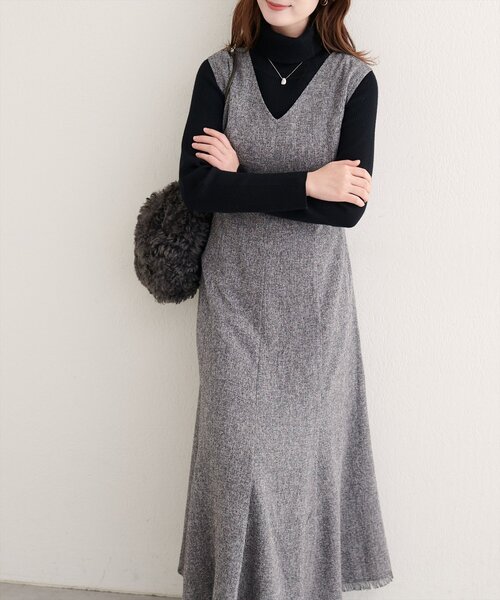 natural couture（ナチュラルクチュール）の「【WEB限定】マーメイドフレアワンピース（ワンピース・レディース・ブラック/ブラウン/グレー/オフホワイト・FREE）」の3枚目の写真