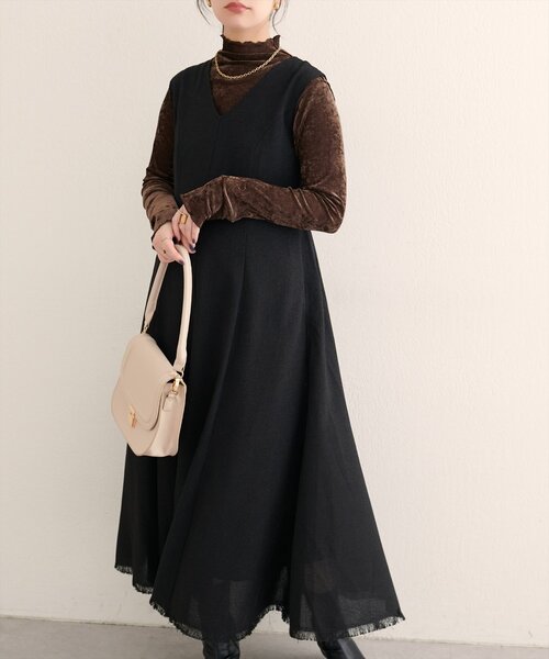 natural couture（ナチュラルクチュール）の「【WEB限定】マーメイドフレアワンピース（ワンピース・レディース・ブラック/ブラウン/グレー/オフホワイト・FREE）」の8枚目の写真