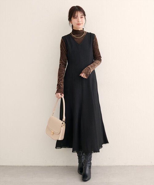 natural couture（ナチュラルクチュール）の「【WEB限定】マーメイドフレアワンピース（ワンピース・レディース・ブラック/ブラウン/グレー/オフホワイト・FREE）」の10枚目の写真