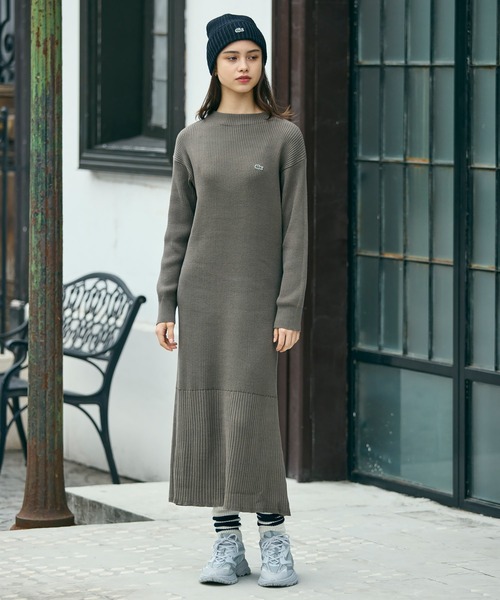 LACOSTE（ラコステ）の「ローウエストリブニットドレス / フレアワンピース（ワンピース・レディース・ダークブラウン/ネイビー/オフホワイト・36/34/38/40）」の13枚目の写真