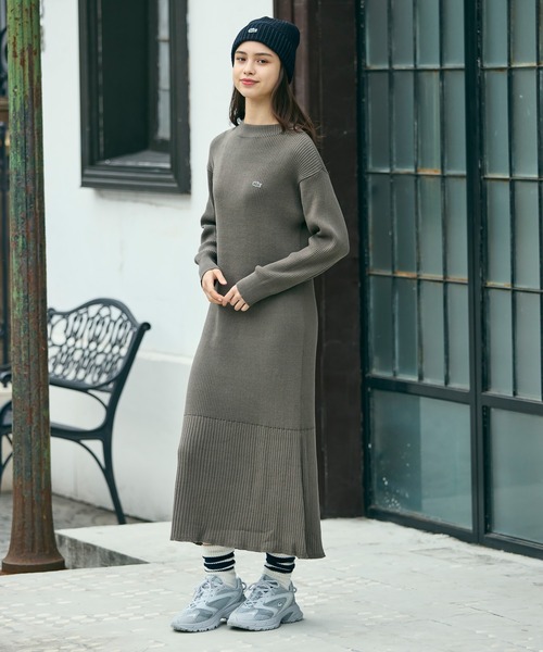 LACOSTE（ラコステ）の「ローウエストリブニットドレス / フレアワンピース（ワンピース・レディース・ダークブラウン/ネイビー/オフホワイト・36/34/38/40）」の14枚目の写真