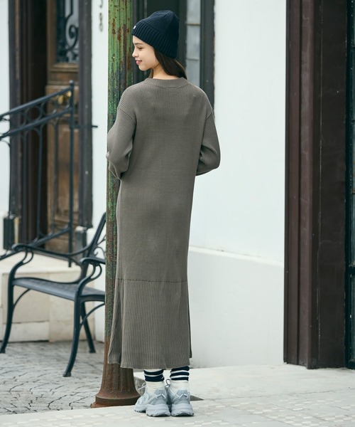 LACOSTE（ラコステ）の「ローウエストリブニットドレス / フレアワンピース（ワンピース・レディース・ダークブラウン/ネイビー/オフホワイト・36/34/38/40）」の10枚目の写真