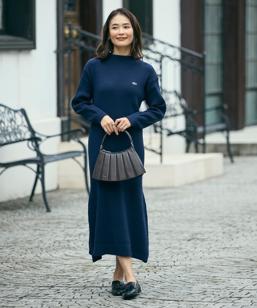 LACOSTE（ラコステ）の「ローウエストリブニットドレス / フレアワンピース（ワンピース・レディース・ダークブラウン/ネイビー/オフホワイト・36/34/38/40）」の15枚目の写真