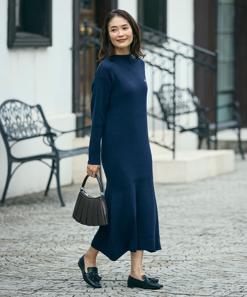 LACOSTE（ラコステ）の「ローウエストリブニットドレス / フレアワンピース（ワンピース・レディース・ダークブラウン/ネイビー/オフホワイト・36/34/38/40）」の17枚目の写真