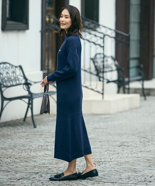 LACOSTE（ラコステ）の「ローウエストリブニットドレス / フレアワンピース（ワンピース・レディース・ダークブラウン/ネイビー/オフホワイト・36/34/38/40）」の19枚目の写真