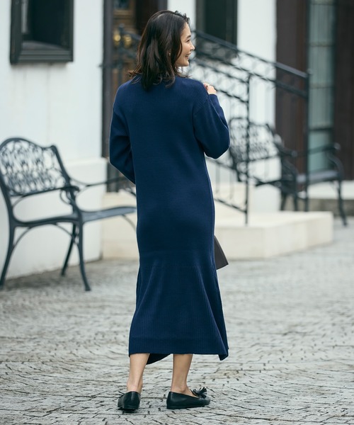 LACOSTE（ラコステ）の「ローウエストリブニットドレス / フレアワンピース（ワンピース・レディース・ダークブラウン/ネイビー/オフホワイト・36/34/38/40）」の20枚目の写真