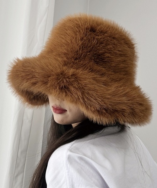 セール】＼6色展開／ふわふわフェイクファー バケットハット（ハット