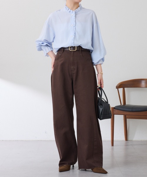 COLLAGE GALLARDAGALANTE（コラージュガリャルダガランテ）の「フリルカラーシャツ（シャツ/ブラウス・レディース・ベージュ/サックスブルー・FREE）」の7枚目の写真