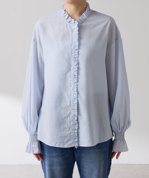 COLLAGE GALLARDAGALANTE（コラージュガリャルダガランテ）の「フリルカラーシャツ（シャツ/ブラウス・レディース・ベージュ/サックスブルー・FREE）」の18枚目の写真