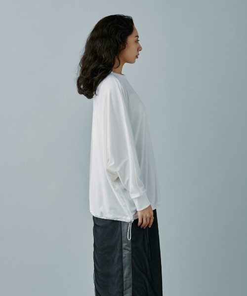 terrace(テラス)の「オーバーチュールドルマンプルオーバー(Tシャツ/カットソー・レディース・ブラック/オフホワイト/アッシュグレー・MEDIUM)」の6枚目の写真
