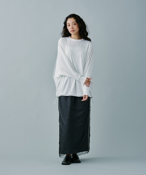 terrace(テラス)の「オーバーチュールドルマンプルオーバー(Tシャツ/カットソー・レディース・ブラック/オフホワイト/アッシュグレー・MEDIUM)」の10枚目の写真