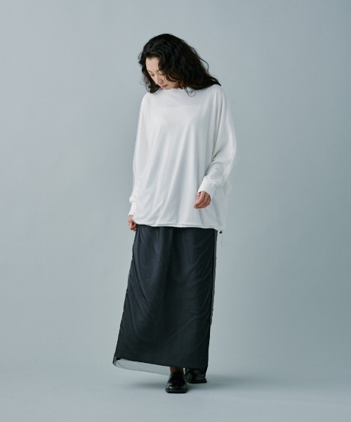 terrace(テラス)の「オーバーチュールドルマンプルオーバー(Tシャツ/カットソー・レディース・ブラック/オフホワイト/アッシュグレー・MEDIUM)」の5枚目の写真