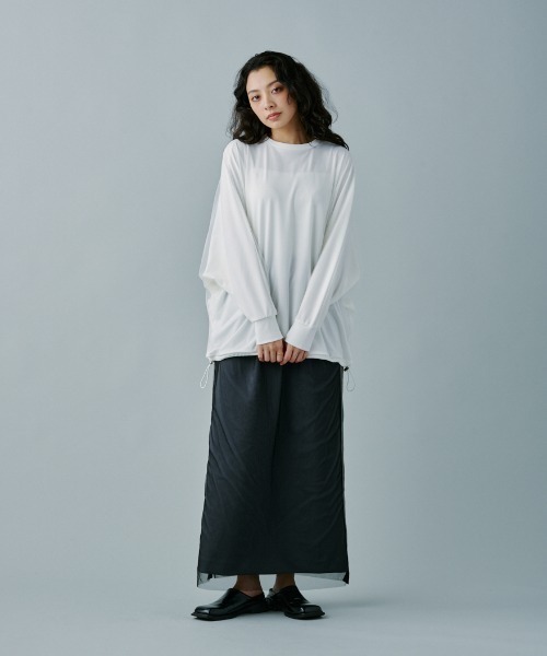 terrace(テラス)の「オーバーチュールドルマンプルオーバー(Tシャツ/カットソー・レディース・ブラック/オフホワイト/アッシュグレー・MEDIUM)」の9枚目の写真