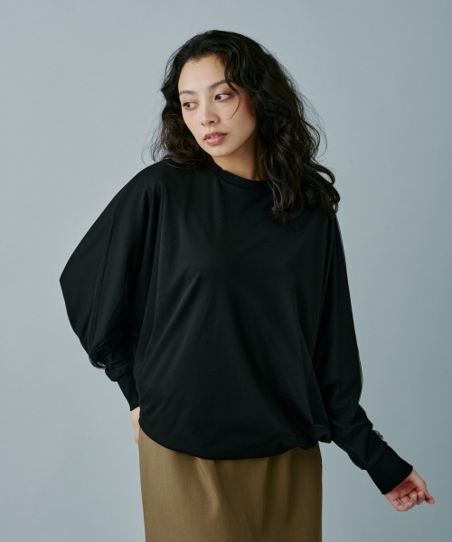 terrace(テラス)の「オーバーチュールドルマンプルオーバー(Tシャツ/カットソー・レディース・ブラック/オフホワイト/アッシュグレー・MEDIUM)」の15枚目の写真