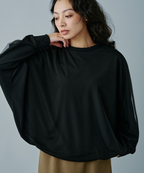terrace(テラス)の「オーバーチュールドルマンプルオーバー(Tシャツ/カットソー・レディース・ブラック/オフホワイト/アッシュグレー・MEDIUM)」の14枚目の写真