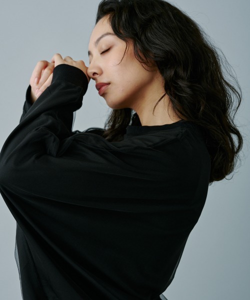 terrace(テラス)の「オーバーチュールドルマンプルオーバー(Tシャツ/カットソー・レディース・ブラック/オフホワイト/アッシュグレー・MEDIUM)」の13枚目の写真