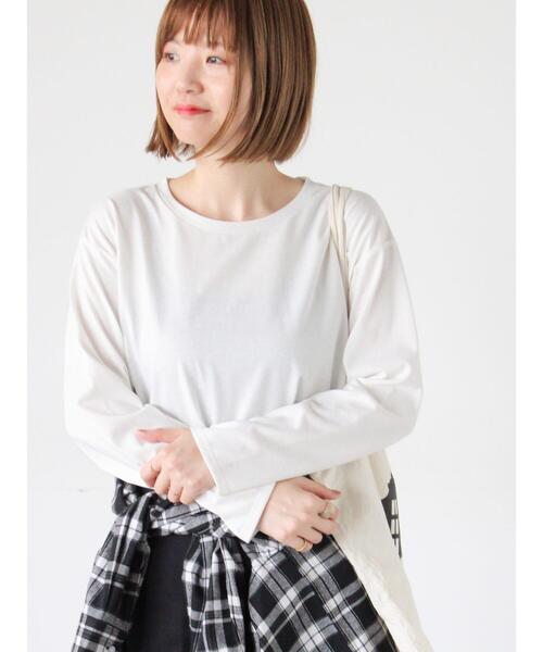 Lugnoncure（ルノンキュール）の「無地/ボーダー天竺トップス（その他トップス・レディース・ブラック/オフホワイト/ホワイト・F）」の2枚目の写真