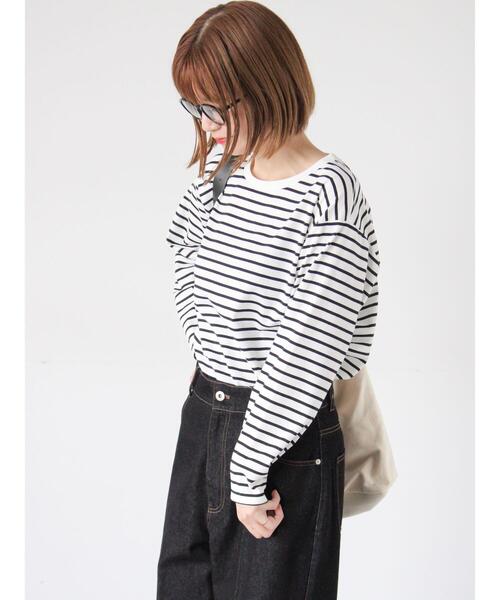 Lugnoncure（ルノンキュール）の「無地/ボーダー天竺トップス（その他トップス・レディース・ブラック/オフホワイト/ホワイト・F）」の8枚目の写真