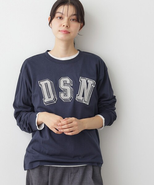 Dessin（デッサン）の「【ユニセックス/洗える】ビッグロゴロンT（Tシャツ/カットソー・レディース・ホワイト系/ライトグリーン/ネイビー・01/02/03/04）」の3枚目の写真