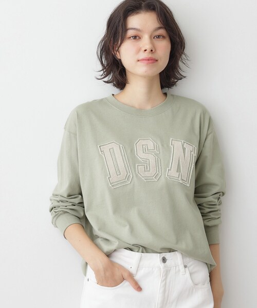 Dessin（デッサン）の「【ユニセックス/洗える】ビッグロゴロンT（Tシャツ/カットソー・レディース・ホワイト系/ライトグリーン/ネイビー・01/02/03/04）」の2枚目の写真