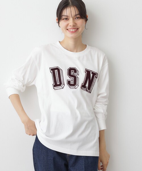 Dessin（デッサン）の「【ユニセックス/洗える】ビッグロゴロンT（Tシャツ/カットソー・レディース・ホワイト系/ライトグリーン/ネイビー・01/02/03/04）」の14枚目の写真