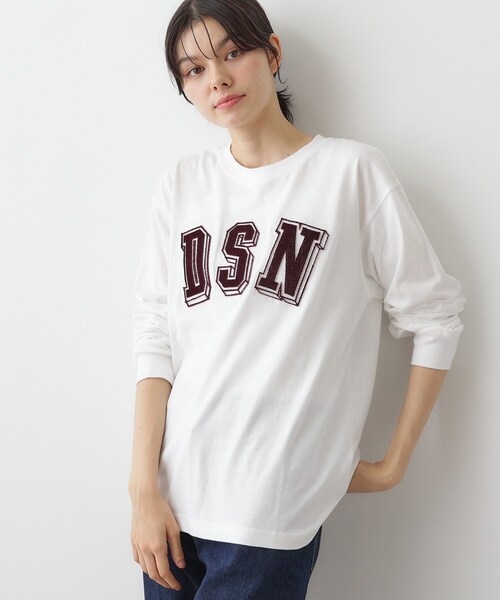 Dessin（デッサン）の「【ユニセックス/洗える】ビッグロゴロンT（Tシャツ/カットソー・レディース・ホワイト系/ライトグリーン/ネイビー・01/02/03/04）」の15枚目の写真