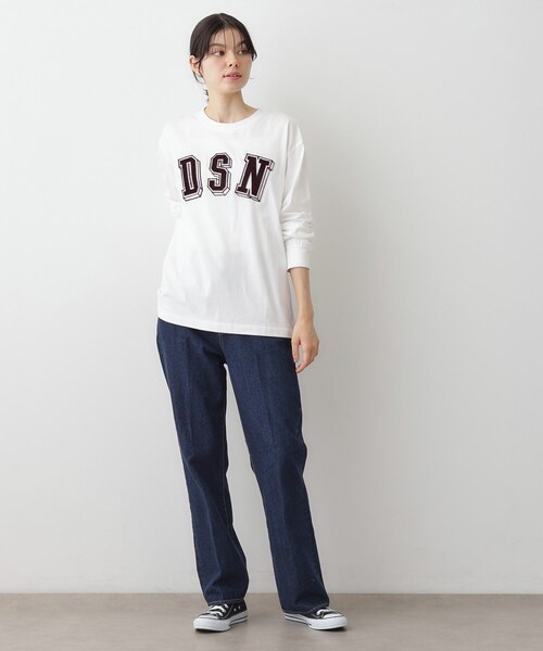 Dessin（デッサン）の「【ユニセックス/洗える】ビッグロゴロンT（Tシャツ/カットソー・レディース・ホワイト系/ライトグリーン/ネイビー・01/02/03/04）」の16枚目の写真