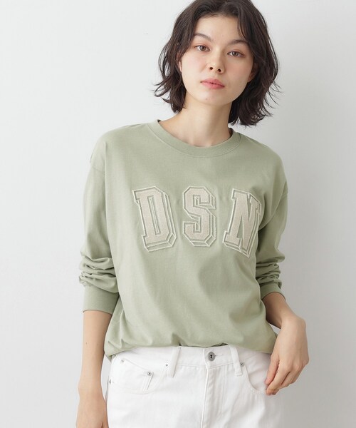 Dessin（デッサン）の「【ユニセックス/洗える】ビッグロゴロンT（Tシャツ/カットソー・レディース・ホワイト系/ライトグリーン/ネイビー・01/02/03/04）」の18枚目の写真