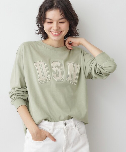 Dessin（デッサン）の「【ユニセックス/洗える】ビッグロゴロンT（Tシャツ/カットソー・レディース・ホワイト系/ライトグリーン/ネイビー・01/02/03/04）」の20枚目の写真