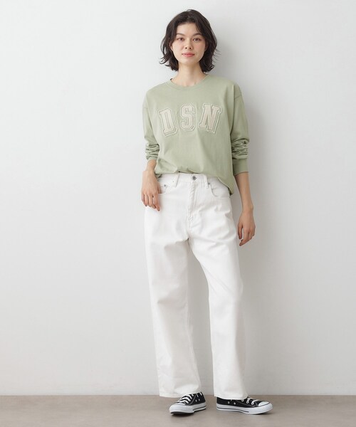 Dessin（デッサン）の「【ユニセックス/洗える】ビッグロゴロンT（Tシャツ/カットソー・レディース・ホワイト系/ライトグリーン/ネイビー・01/02/03/04）」の19枚目の写真