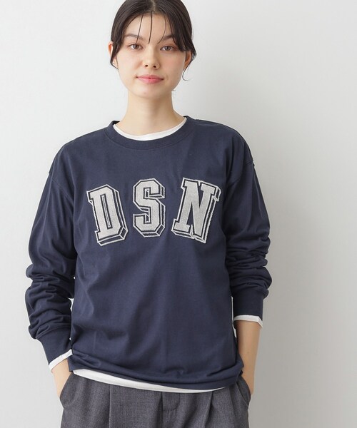 Dessin（デッサン）の「【ユニセックス/洗える】ビッグロゴロンT（Tシャツ/カットソー・レディース・ホワイト系/ライトグリーン/ネイビー・01/02/03/04）」の5枚目の写真