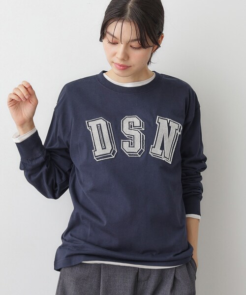 Dessin（デッサン）の「【ユニセックス/洗える】ビッグロゴロンT（Tシャツ/カットソー・レディース・ホワイト系/ライトグリーン/ネイビー・01/02/03/04）」の8枚目の写真