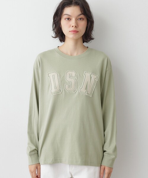 Dessin（デッサン）の「【ユニセックス/洗える】ビッグロゴロンT（Tシャツ/カットソー・レディース・ホワイト系/ライトグリーン/ネイビー・01/02/03/04）」の6枚目の写真