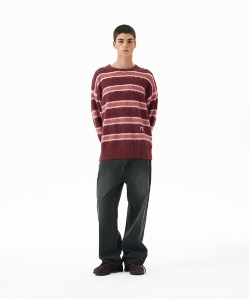 MAHAGRID(マハグリッド)の「『mahagrid/マハグリッド』 HAIRY STRIPE KNIT SWEATER/ヘアリーボーダー ニットシャツ(ニット/セーター・レディース・ネイビー/アイボリー/ボルドー・L/M)」の20枚目の写真