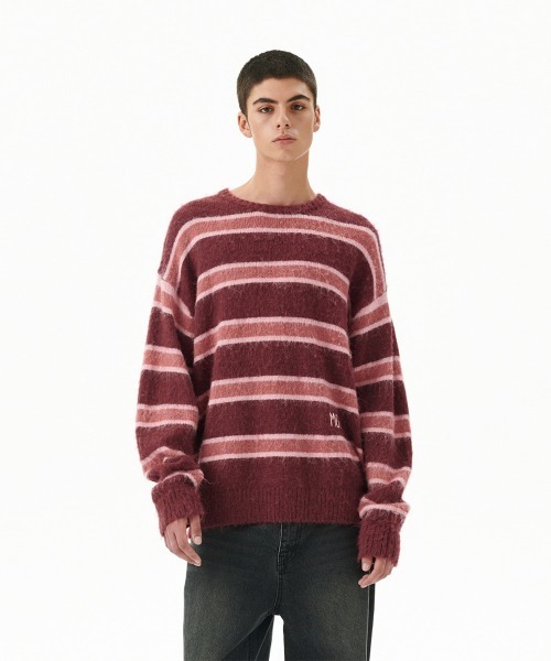 MAHAGRID(マハグリッド)の「『mahagrid/マハグリッド』 HAIRY STRIPE KNIT SWEATER/ヘアリーボーダー ニットシャツ(ニット/セーター・レディース・ネイビー/アイボリー/ボルドー・L/M)」の17枚目の写真